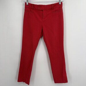Anthropologie Red Check Slim Fit Pants Women's Size 6